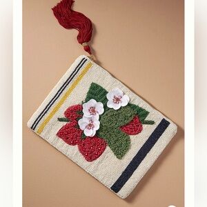 NWT Anthropologie The Fiona Large Beaded Pouch